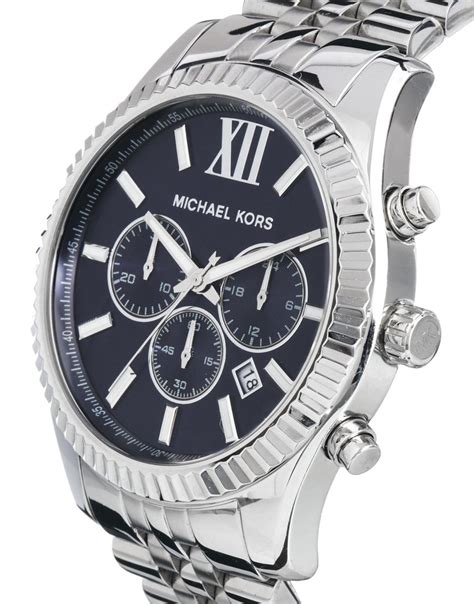 michael kors lexington silver-tone and leather watch|mk8280 Michael Kors Watch.